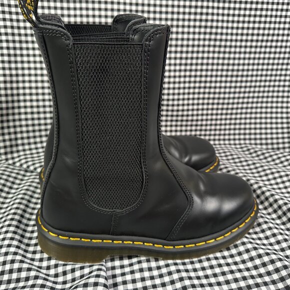 Dr Martens 2976 Hi Smooth Leather Chelsea Boots Black Tall Docs Women's 8 - Picture 4 of 8